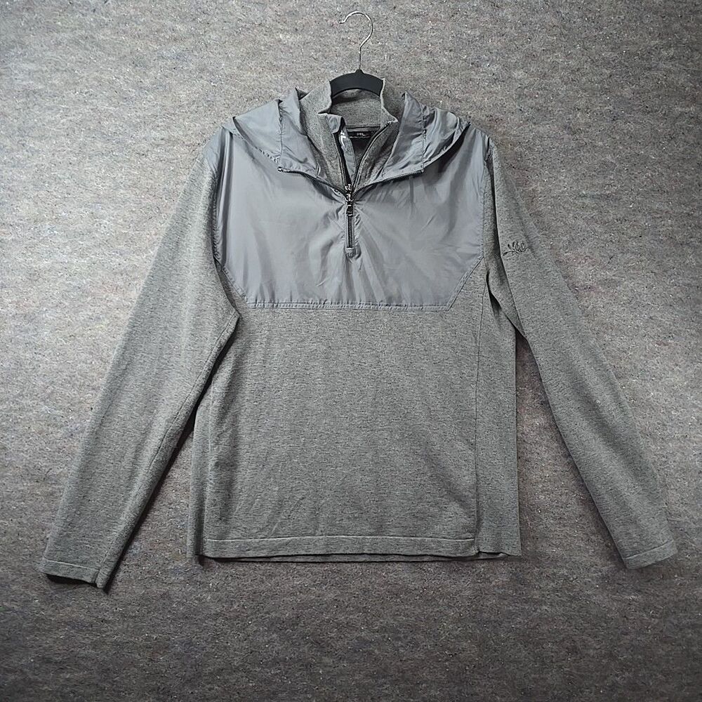 RLX Ralph Lauren Jacket Men's Sz L Gray Hooded Half Zip Pullover Golf